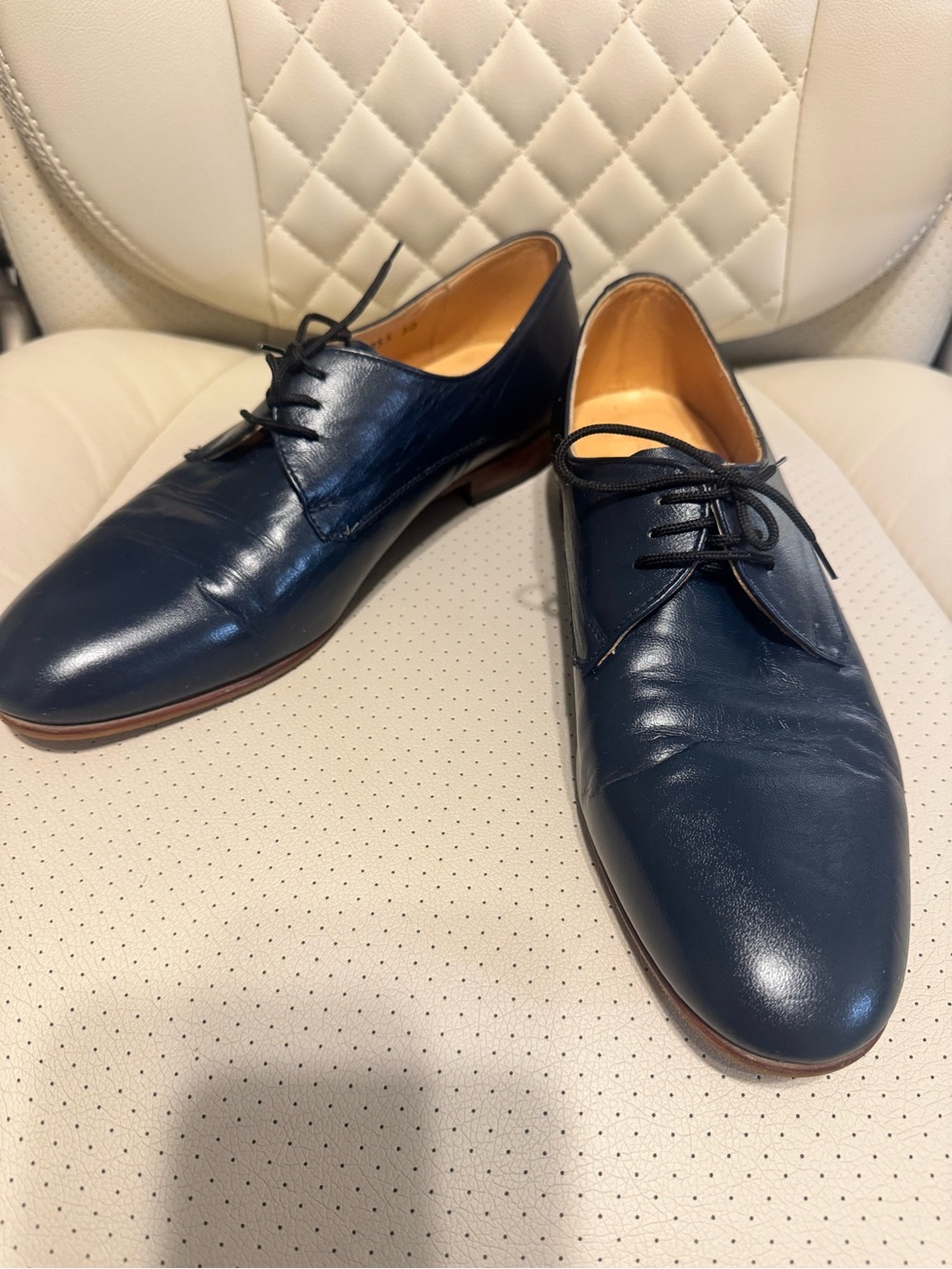 Olimpia Restrepo Women’s Navy Blue Genuine Leather Oxford Shoes Size 9.5